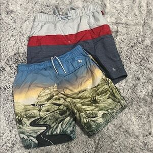 Scotch & Soda Men's Red and Blue Swim Shorts